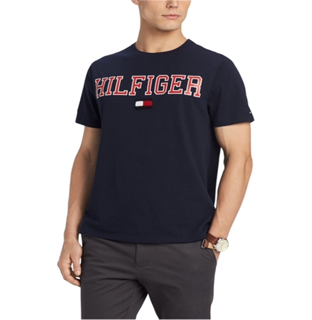 Camiseta Tommy Hilfiger Masculina com Logo Collegiate Azul Tamanho XXG
