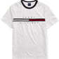 Camiseta Tommy Hilfiger Tino Masculina com Fecho Magnético nos Ombros Branca Tamanho Grande
