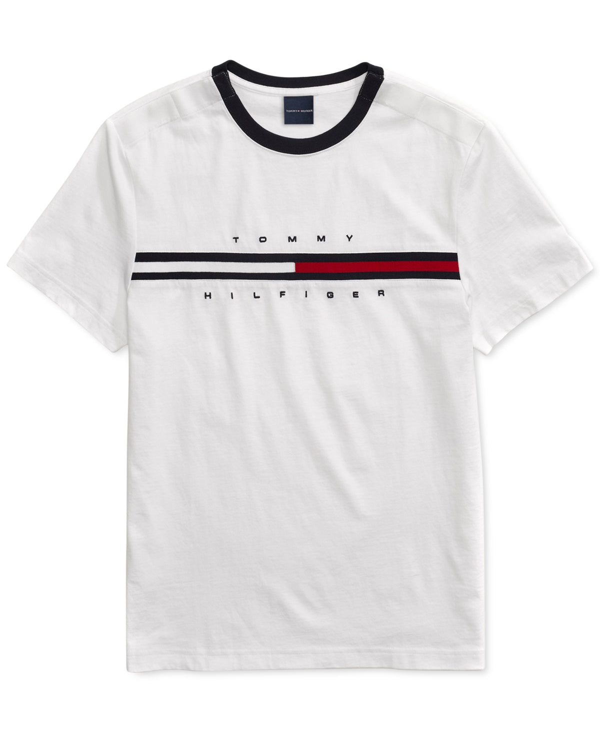 Camiseta Tommy Hilfiger Tino Masculina com Fecho Magnético nos Ombros Branca Tamanho Grande