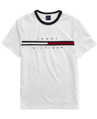 Camiseta Tommy Hilfiger Tino Masculina com Fecho Magnético nos Ombros Branca Tamanho Grande