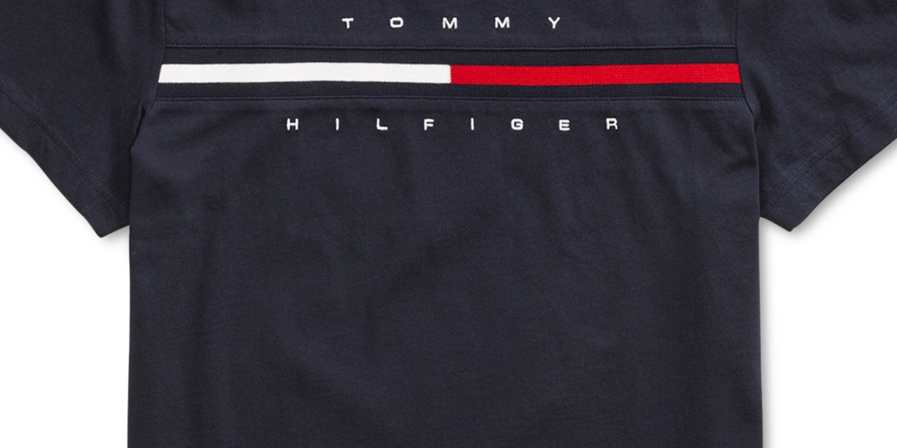 Camiseta Tommy Hilfiger Masculina Tino com Fecho Magnético nos Ombros Azul Tamanho Médio