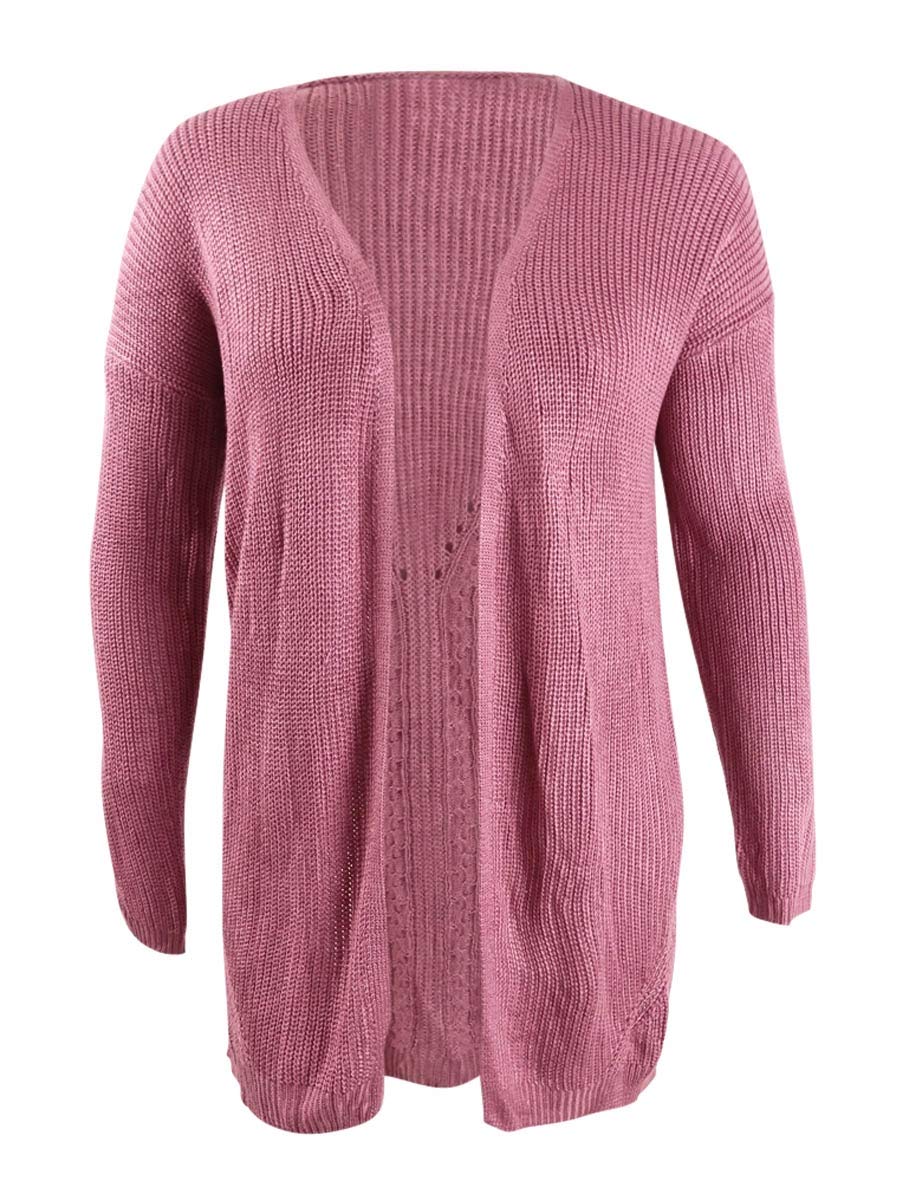Hippie Rose Juniors' Back-Detail Long Cardigan Pink Size Small