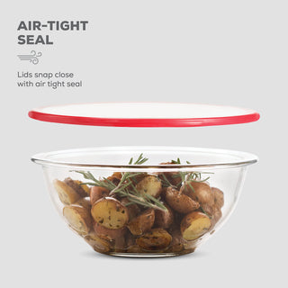 Tigelas de vidro para misturar com tampas - conjunto de 8 peças 