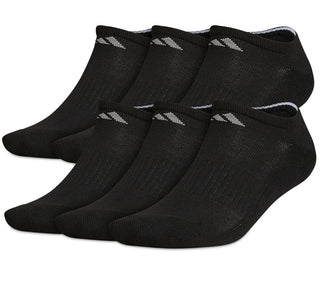 Pacote com 6 meias esportivas acolchoadas masculinas da Adidas, pretas, tamanho 6 a 12