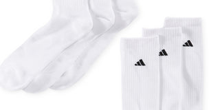 Pacote com 6 meias adidas Cushioned Crew Extended para homens, brancas, tamanho 12-16