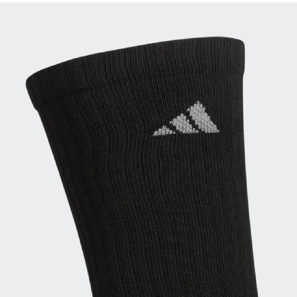 Pacote com 6 meias acolchoadas adidas masculinas, pretas, tamanho 12-16