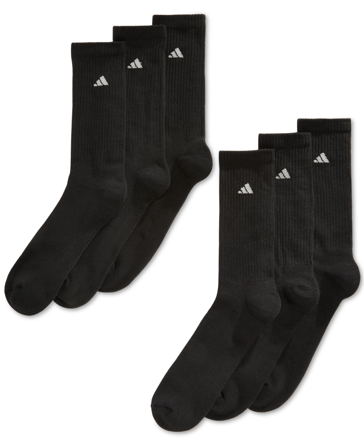 Pacote com 6 meias acolchoadas adidas masculinas, pretas, tamanho 12-16