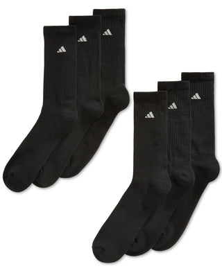 Pacote com 6 meias acolchoadas adidas masculinas, pretas, tamanho 12-16