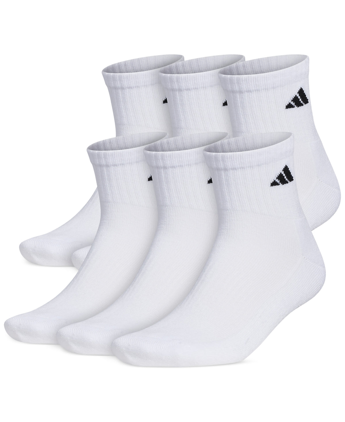 Pacote com 6 meias acolchoadas adidas masculinas, tamanho 12-16, brancas