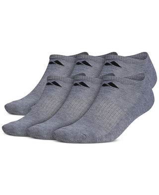 Pacote com 6 meias esportivas acolchoadas Adidas masculinas, cinza, tamanho 6-12