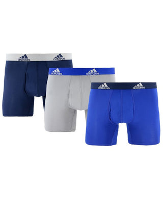 Cuecas Boxer Adidas Climalite Masculinas, Pacote com 3, Azul, Tamanho Médio