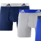 Cuecas Boxer Adidas Climalite Masculinas, Pacote com 3, Azul, Tamanho Médio