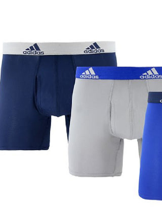 Cuecas Boxer Adidas Climalite Masculinas, Pacote com 3, Azul, Tamanho Médio