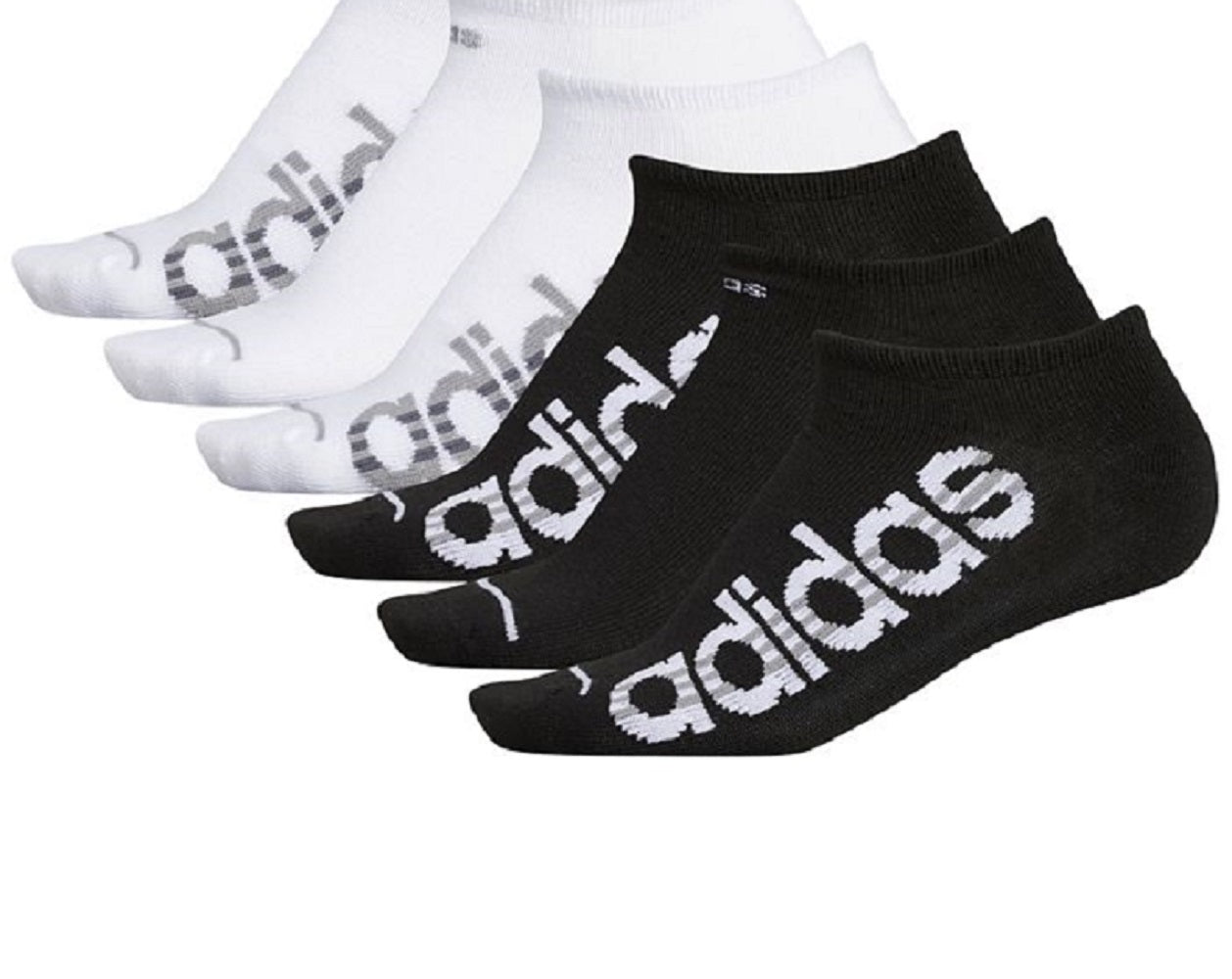 Meias Adidas Superlite No Show Femininas, Pacote com 6, Pretas, Tamanho 4-10