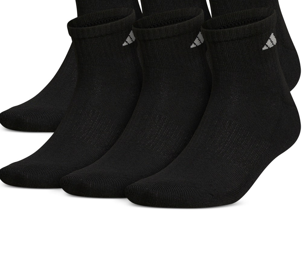 Pacote com 6 meias acolchoadas adidas masculinas, tamanho GG, pretas