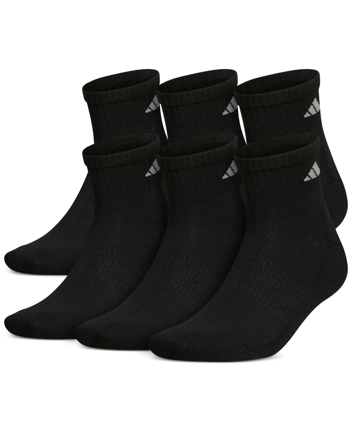 Pacote com 6 meias acolchoadas adidas masculinas, tamanho GG, pretas