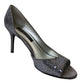 Nina Sapatos de salto alto peep toe têxtil femininos cinza tamanho 7,5 m