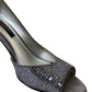 Nina Sapatos de salto alto peep toe têxtil femininos cinza tamanho 7,5 m