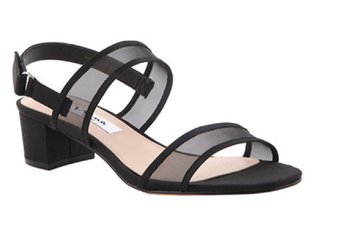 Sandália de malha com salto bloco Ganice feminina Nina, preta, tamanho 5 M