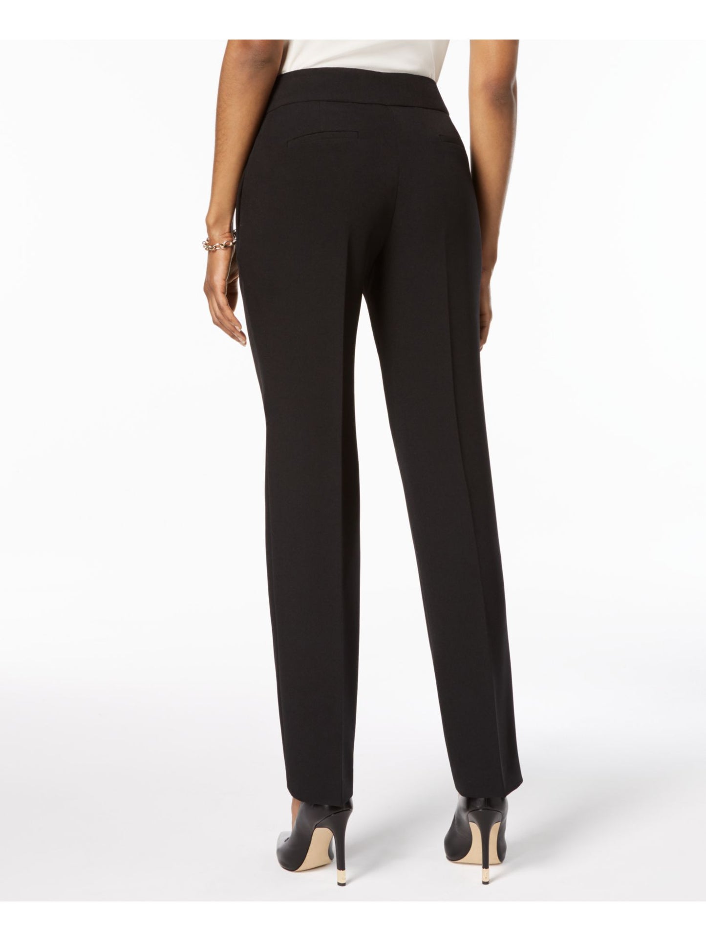 Calça feminina Kasper slim reta preta tamanho 8 Petite