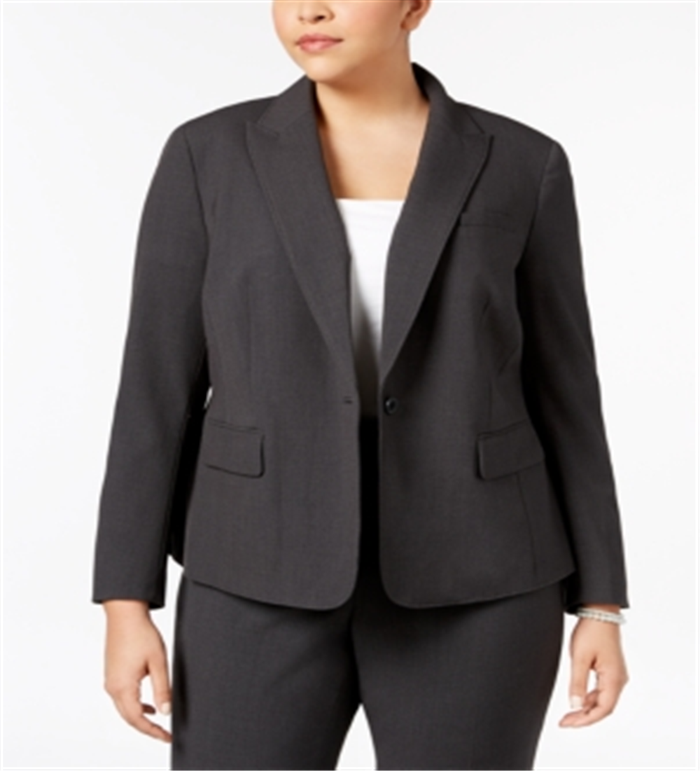 Blazer feminino Anne Klein com um botão, cinza, tamanho 20W