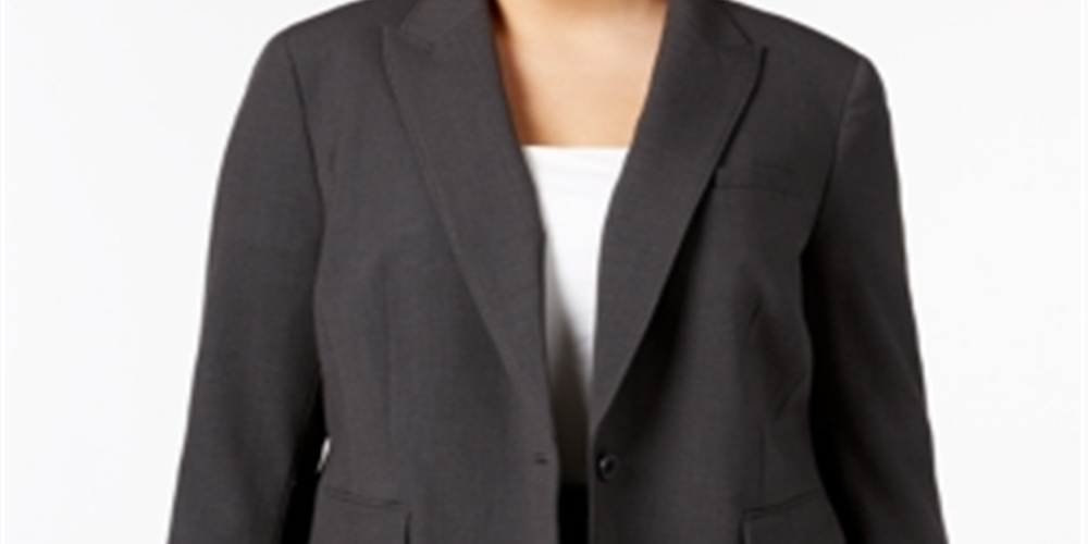 Blazer feminino Anne Klein com um botão, cinza, tamanho 20W