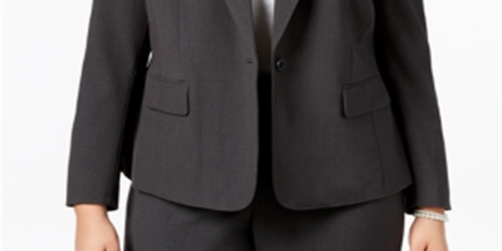 Blazer feminino Anne Klein com um botão, cinza, tamanho 20W