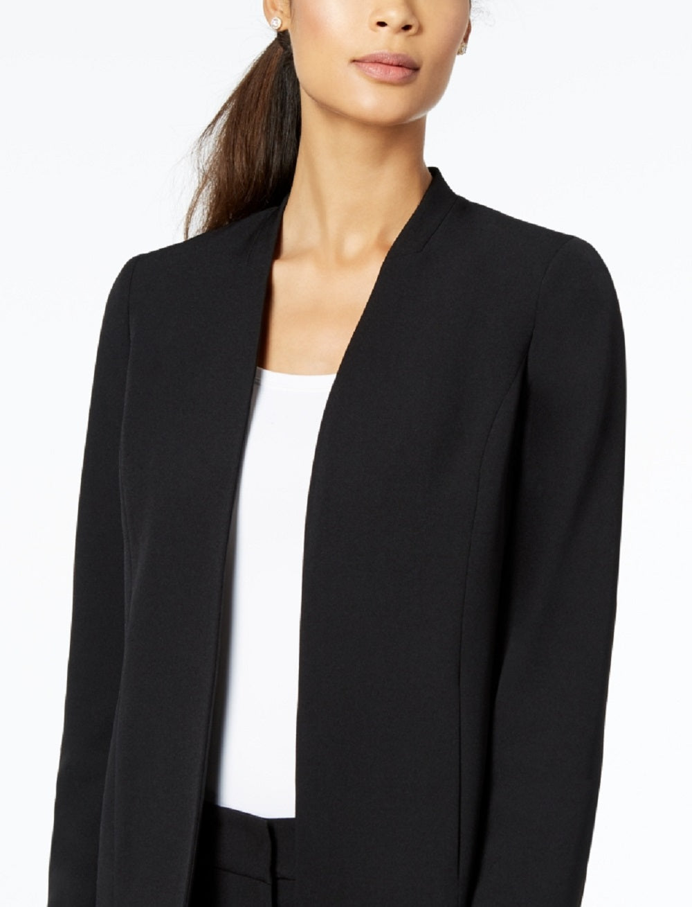 Jaqueta Kasper Feminina Aberta Front Topper Preta Tamanho 6