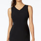 Vestido justo com decote em V Kasper feminino, preto, tamanho 14, pequeno