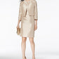 Le Suit Feminino Brilhante Flyaway Jaqueta e Vestido Bainha Marrom Tamanho 2 Petite