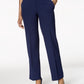 Calça social moderna Kasper feminina com cintura alta, azul, tamanho 8