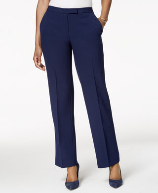 Calça social moderna Kasper feminina com cintura alta, azul, tamanho 8