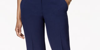 Calça social moderna Kasper feminina com cintura alta, azul, tamanho 8