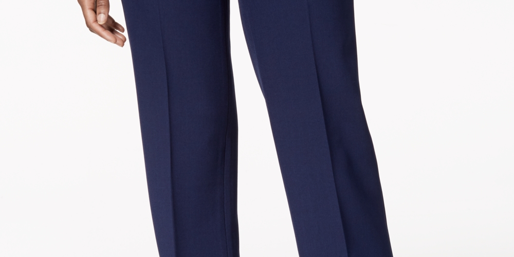 Calça social moderna Kasper feminina com cintura alta, azul, tamanho 8