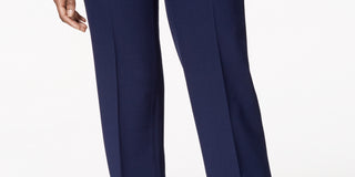 Calça social moderna Kasper feminina com cintura alta, azul, tamanho 8