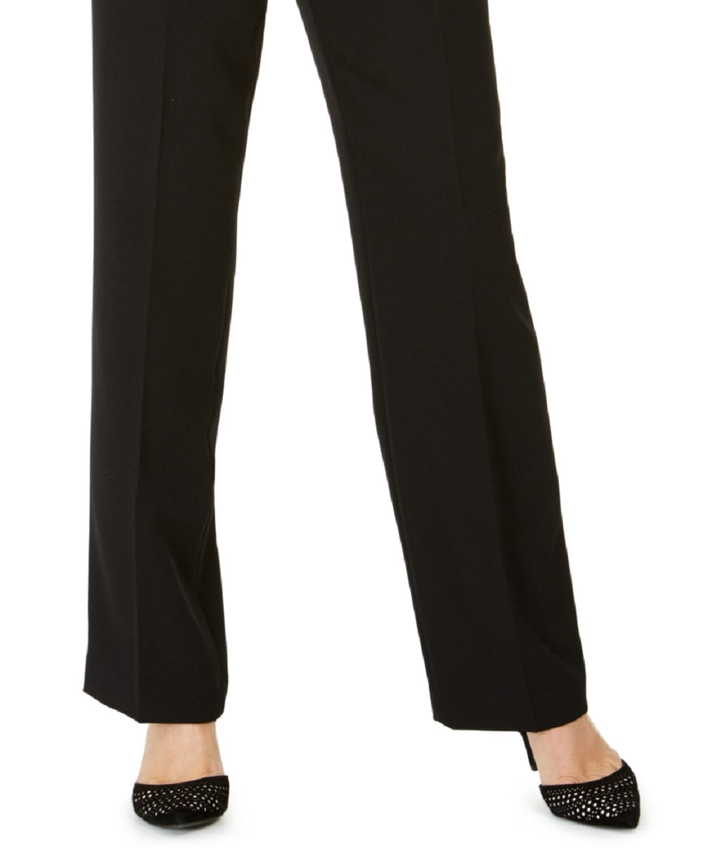 Calça social feminina Kasper com cintura alta e ajuste reto, preta, tamanho 16