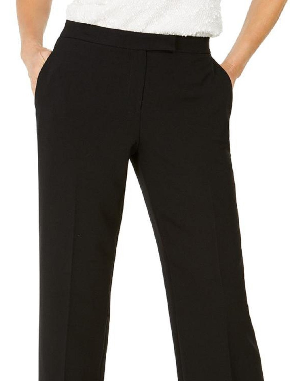 Calça social moderna com cintura alta Kasper feminina, preta, tamanho 8