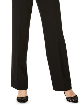 Calça feminina Kasper com cintura alta e aba preta 10Petite
