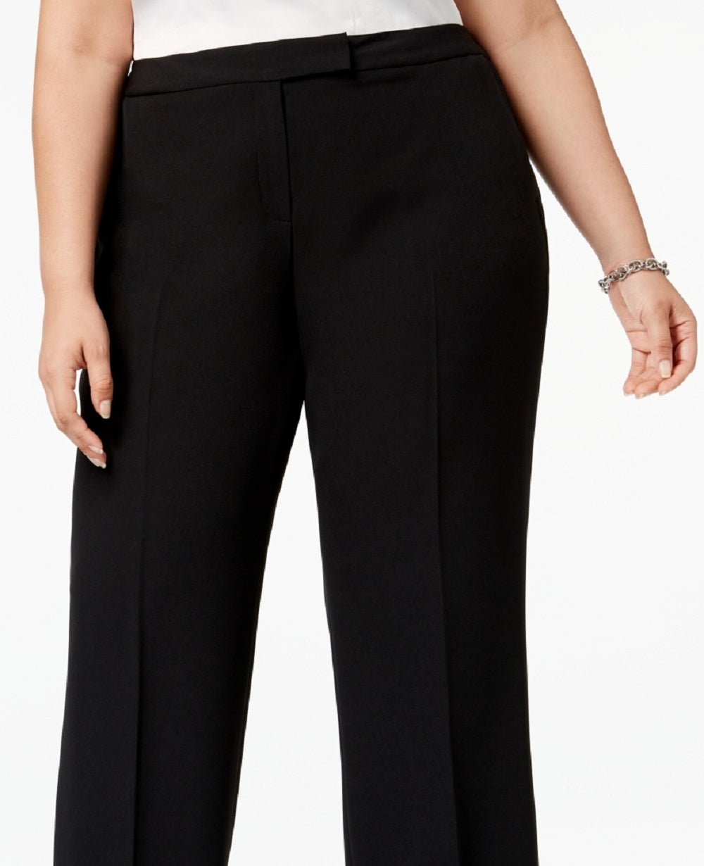 Calça social feminina Kasper Modern, preta, tamanho 16W