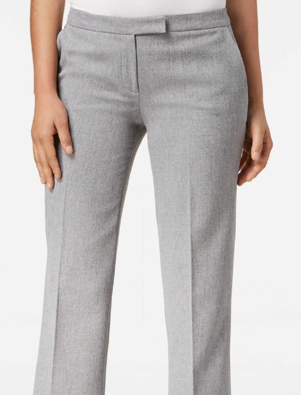 Calça social moderna com cintura alta Kasper feminina, cinza, tamanho 10, pequena