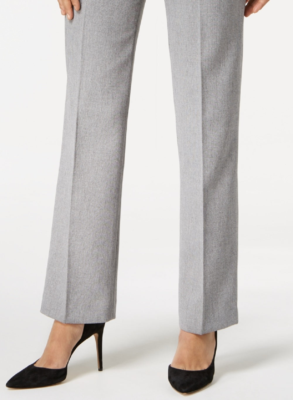 Calça social moderna com cintura alta Kasper feminina, cinza, tamanho 10, pequena