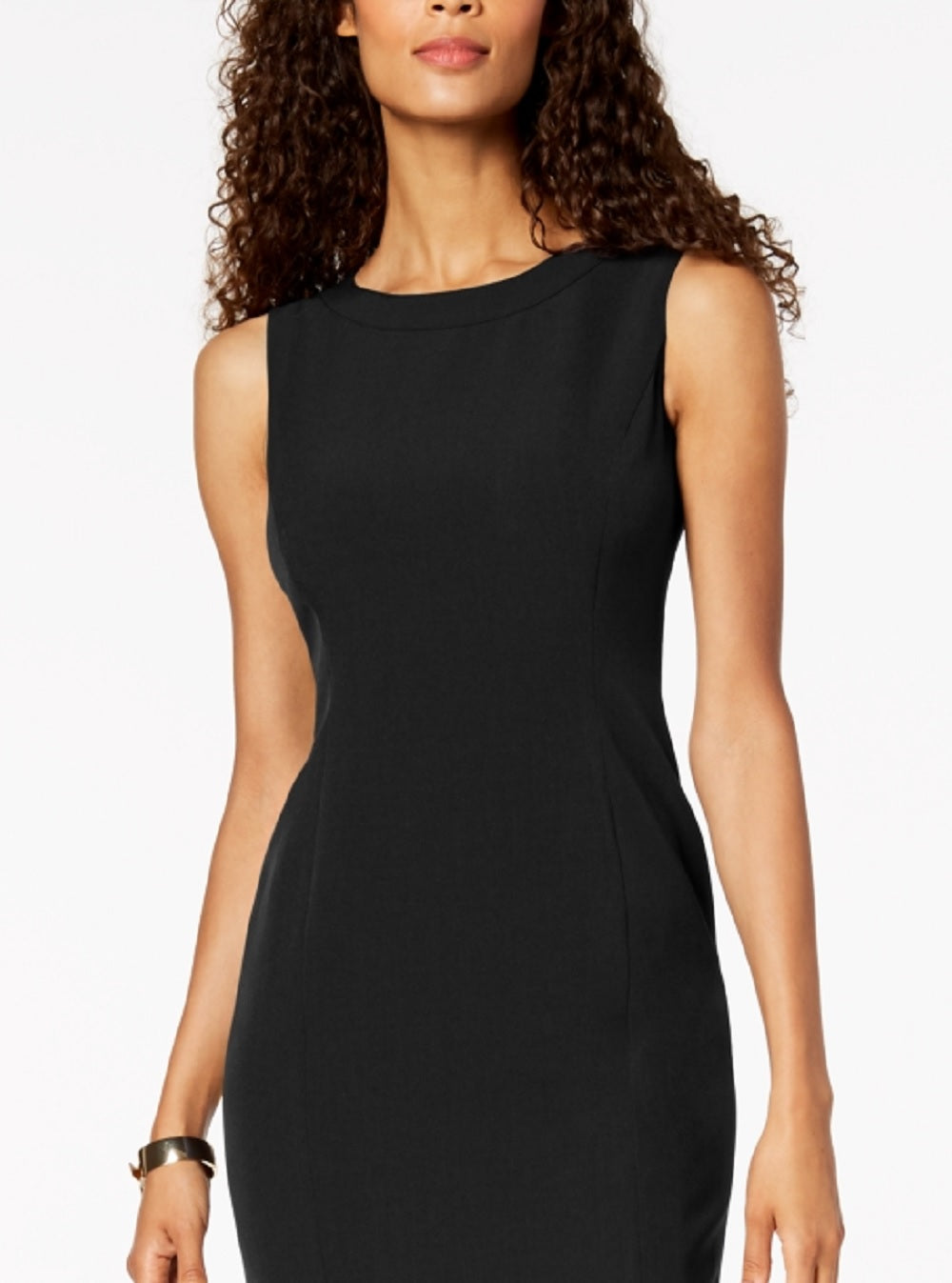 Vestido justo com decote redondo feminino Kasper, preto, tamanho 14