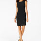 Vestido justo com decote redondo feminino Kasper, preto, tamanho 14