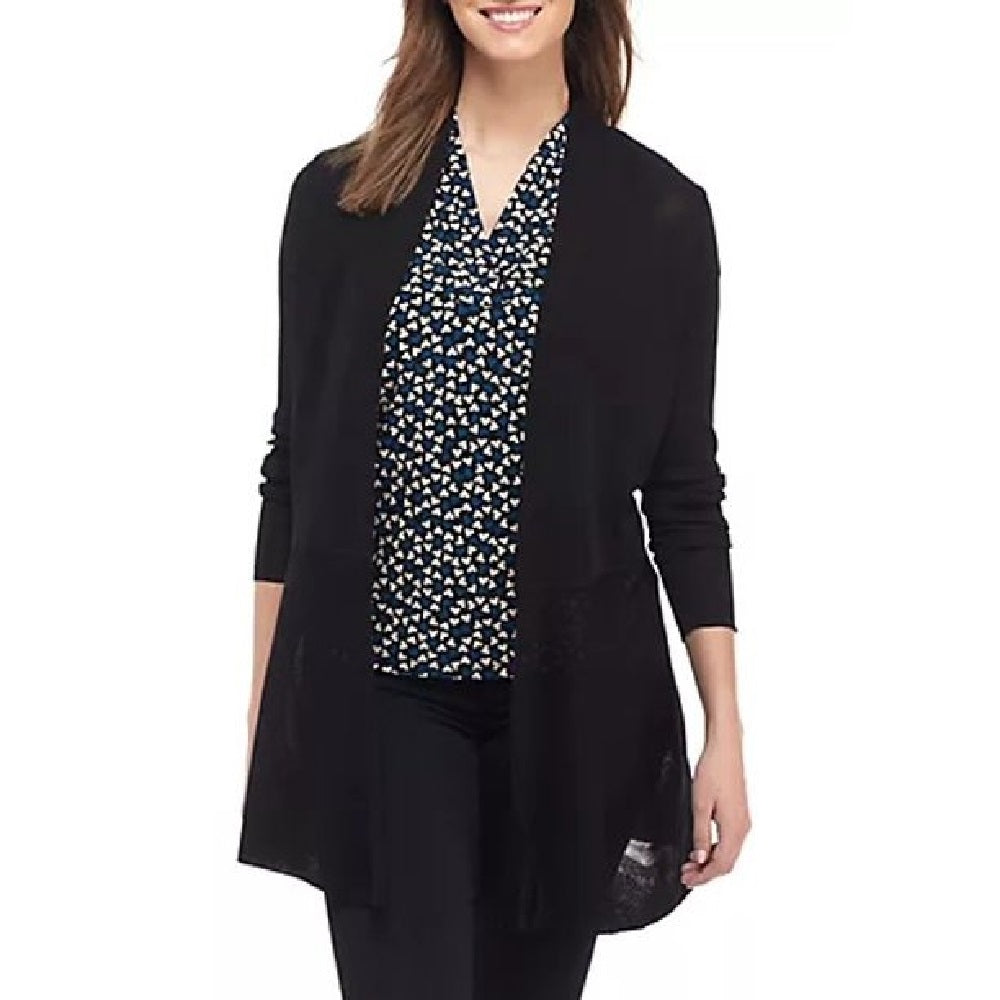 Cardigan longo peplum feminino Anne Klein, preto, tamanho médio