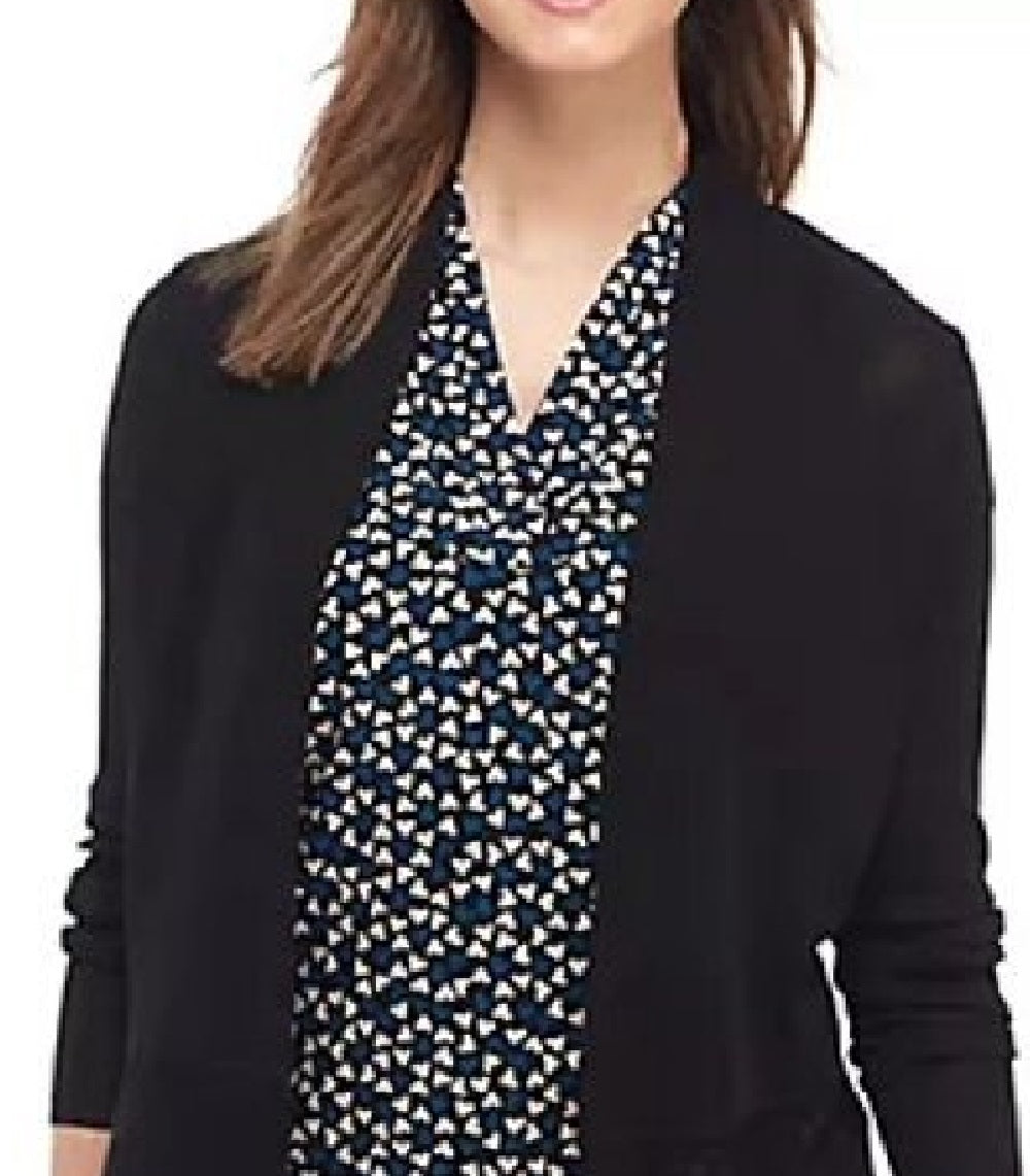 Cardigan longo peplum feminino Anne Klein, preto, tamanho médio
