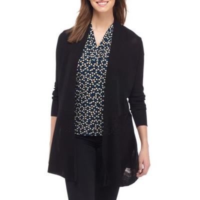 Cardigan longo peplum feminino Anne Klein, preto, tamanho pequeno