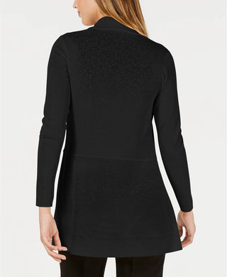 Anne Klein Women's Peplum Long Cardigan Black Size Small