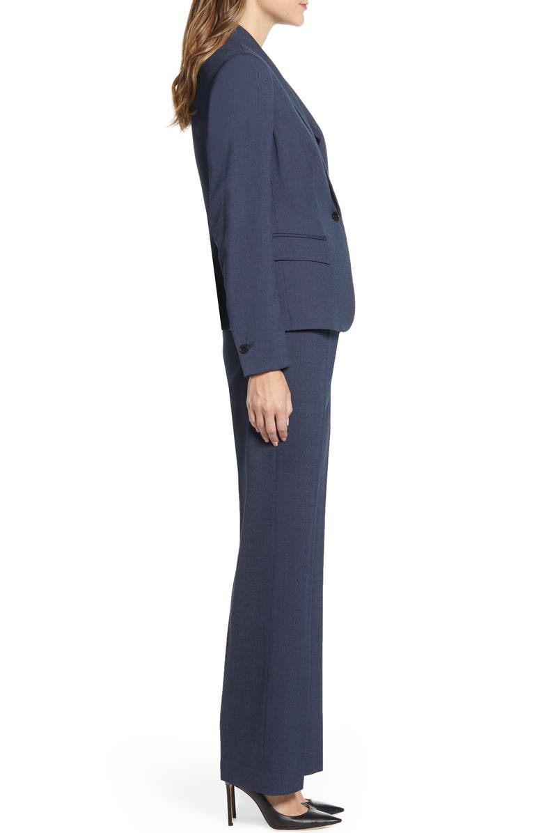 Terno feminino Anne Klein com estampa de olho de pássaro azul, tamanho 14