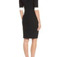 Vestido justo de malha com gola xale feminino Anne Klein, preto, tamanho pequeno