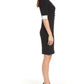 Vestido justo de malha com gola xale feminino Anne Klein, preto, tamanho pequeno